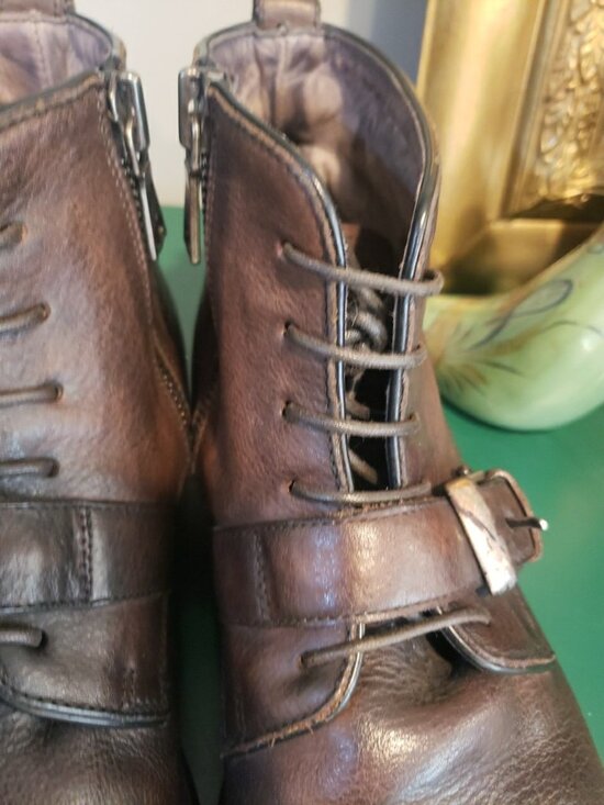 John Varvatos Boots Fleetwood Handmade Italy Leather Buckle Zip Brown Sz 11 main image 12